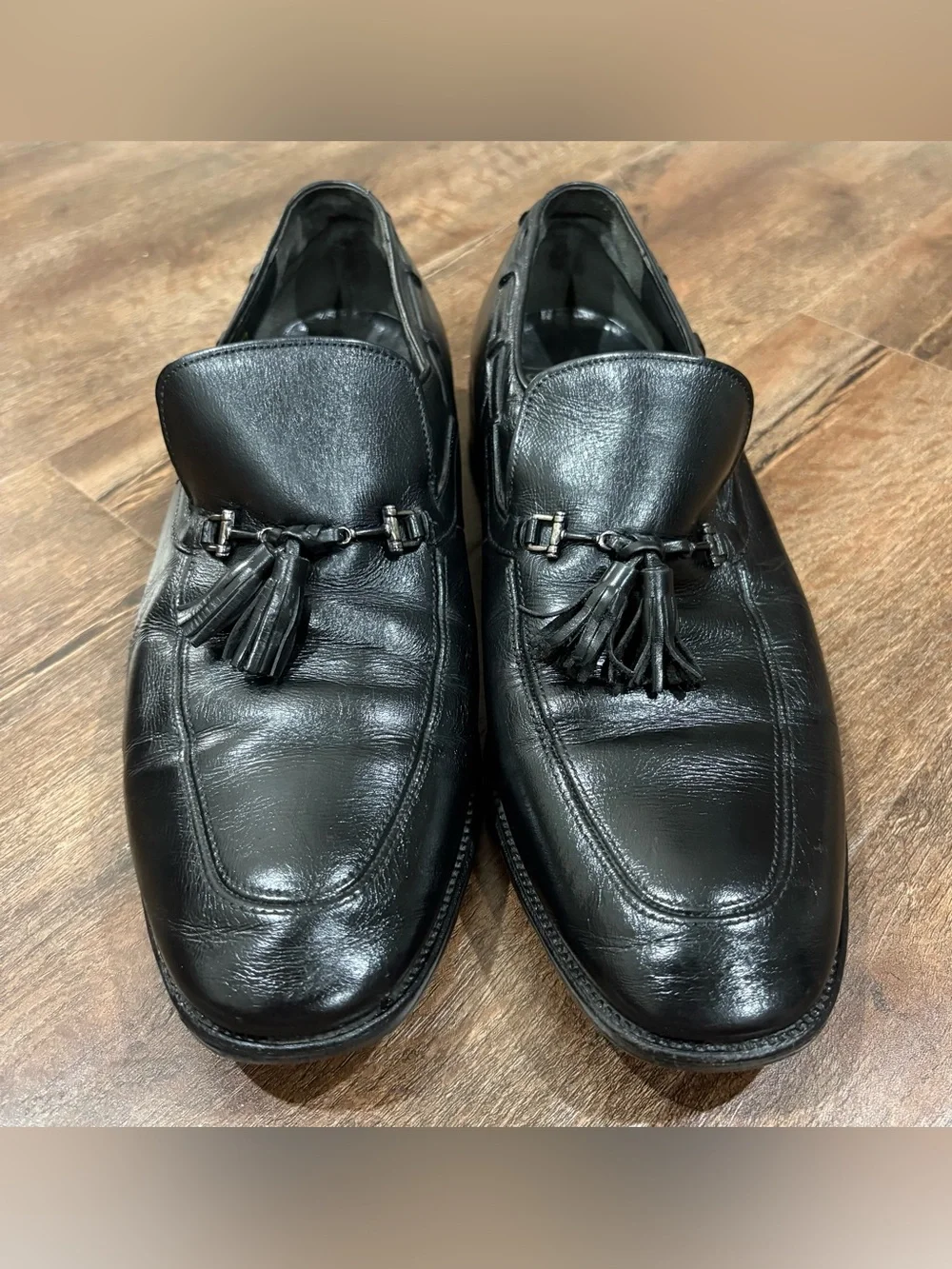 Vintage Made In USA Black Leather Slip On Dress Shoes Sears Loafers Mens 10D